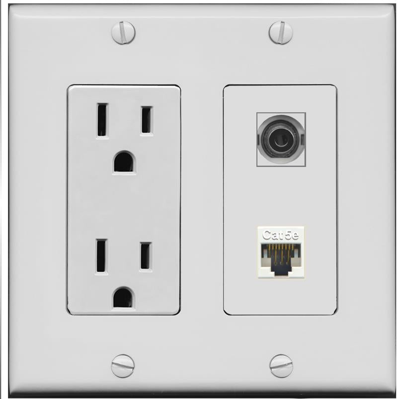 3.5mm CAT5E Wall Plate [Gray]