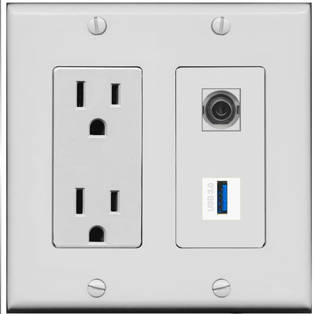 3.5mm USB-3 Wall Plate [Gray]