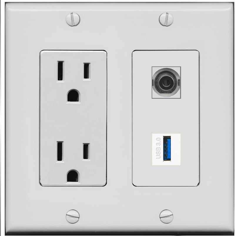 3.5mm USB-3 Wall Plate [Gray]