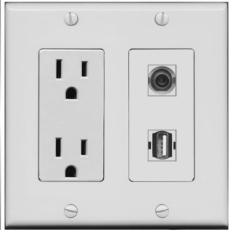 3.5mm USB2 Wall Plate [Gray]
