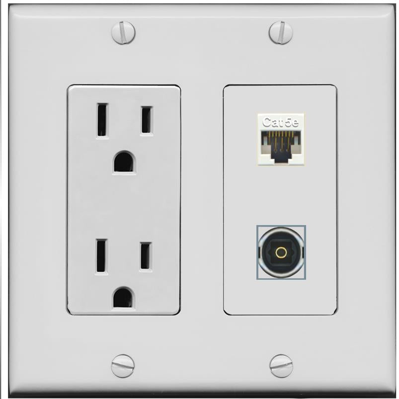 CAT5E TOSLINK Wall Plate [Gray]