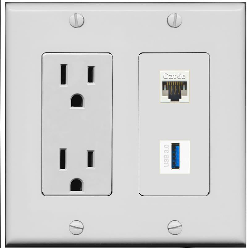 CAT5E USB-3 Wall Plate [Gray]