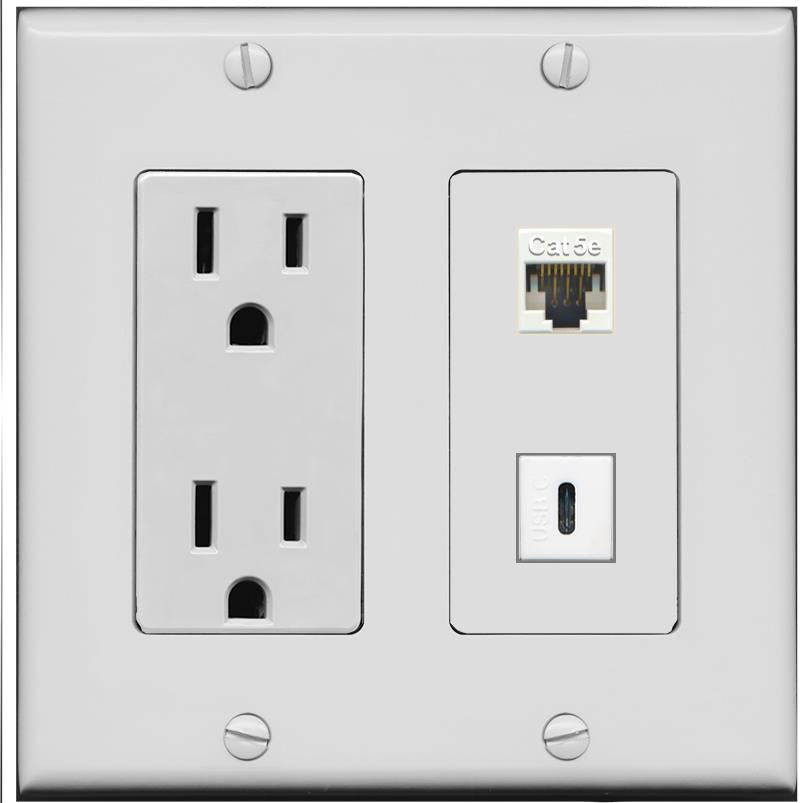 CAT5E USBC Wall Plate [Gray]
