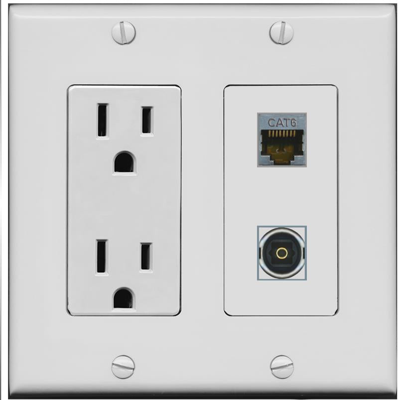 CAT6-SHIELDED TOSLINK Wall Plate [Gray]