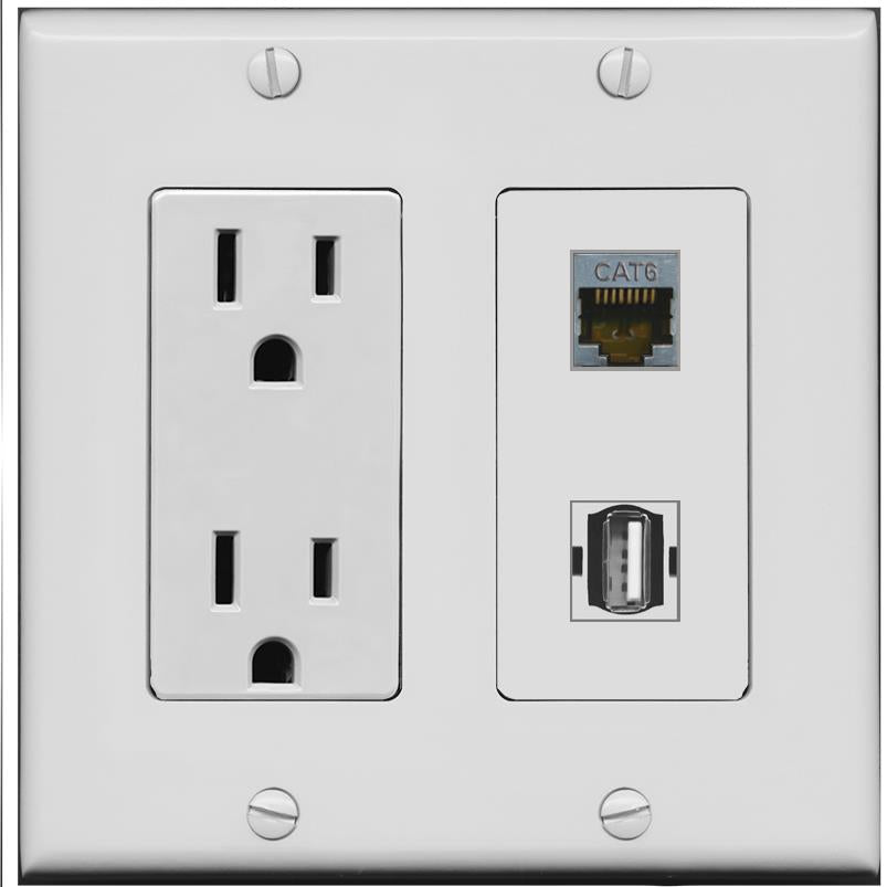 CAT6-SHIELDED USB2 Wall Plate [Gray]