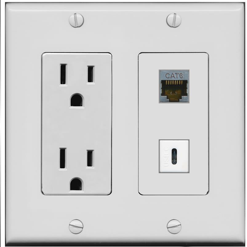 CAT6-SHIELDED USBC Wall Plate [Gray]