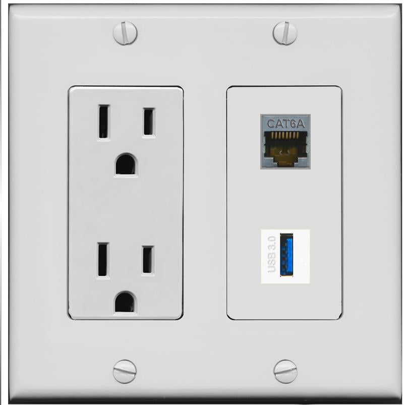 CAT6A USB-3 Wall Plate [Gray]