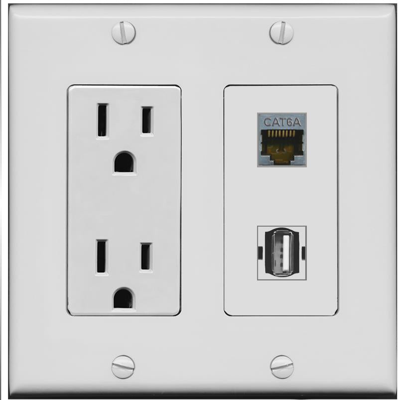 CAT6A USB2 Wall Plate [Gray]