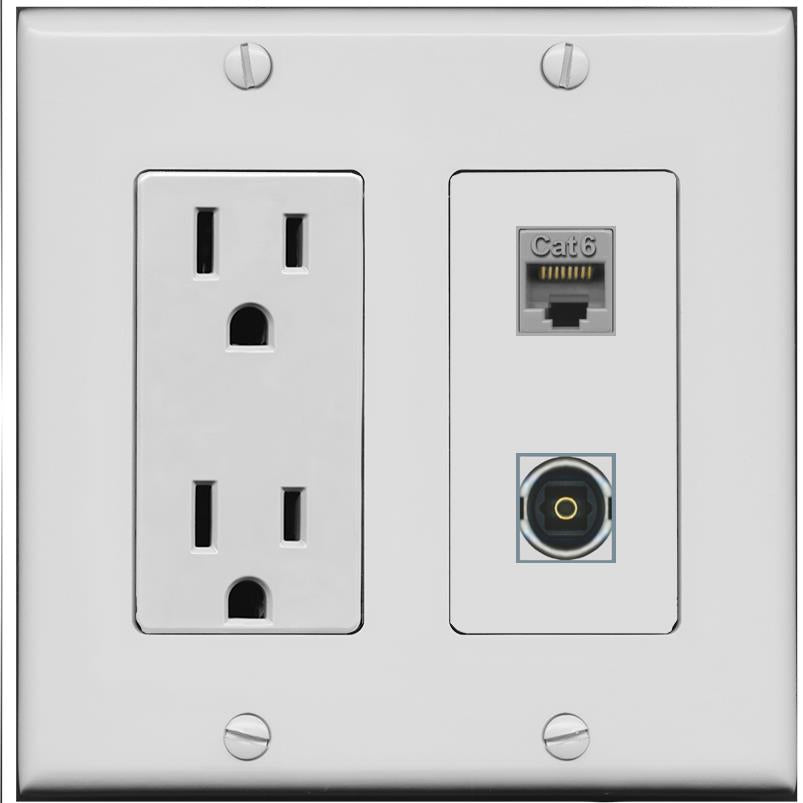 CAT6 TOSLINK Wall Plate [Gray]