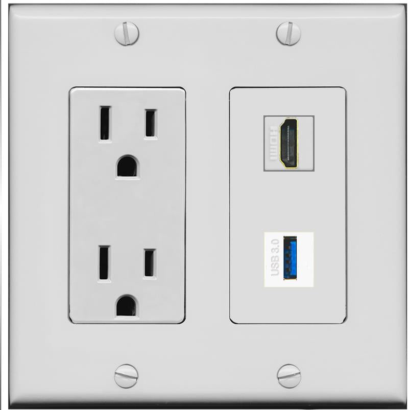 HDMI USB-3 Wall Plate [Gray]