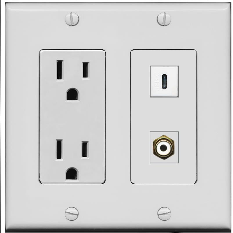 RCA-WHITE USBC Wall Plate [Gray]