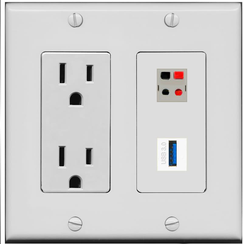 SPEAKER USB-3 Wall Plate [Gray]
