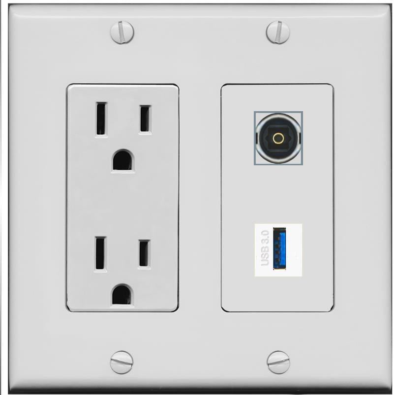 TOSLINK USB-3 Wall Plate [Gray]