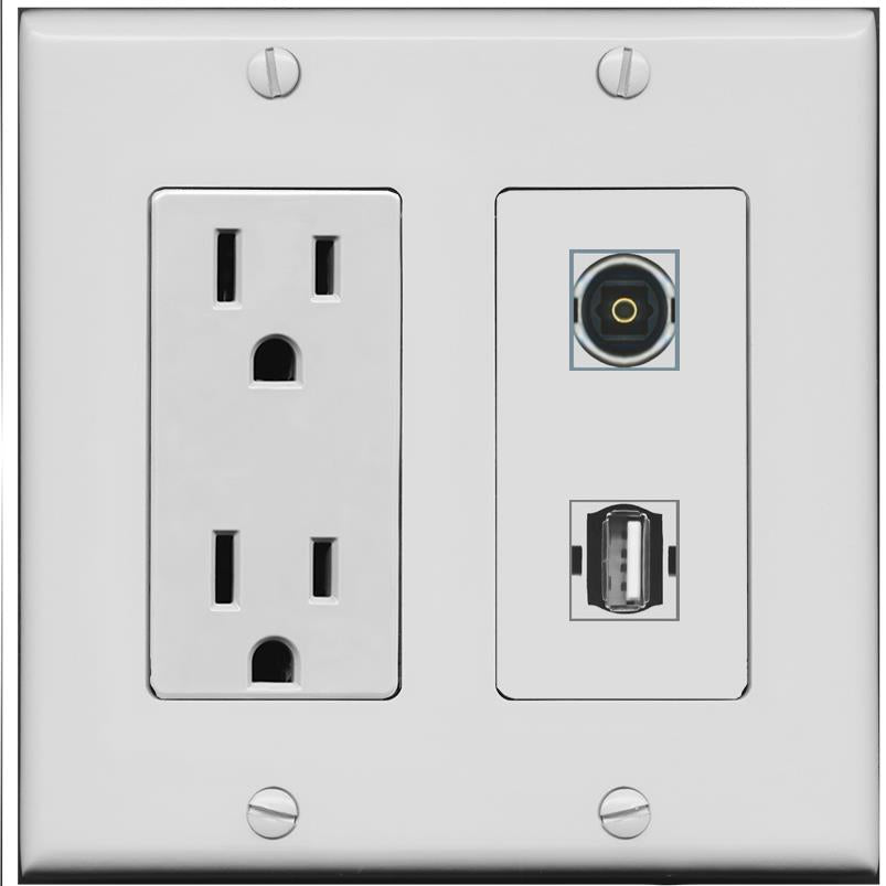 TOSLINK USB2 Wall Plate [Gray]