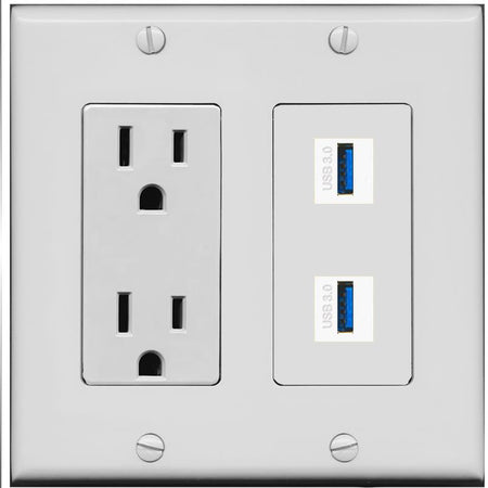 2 USB-3 Wall Plate [Gray]