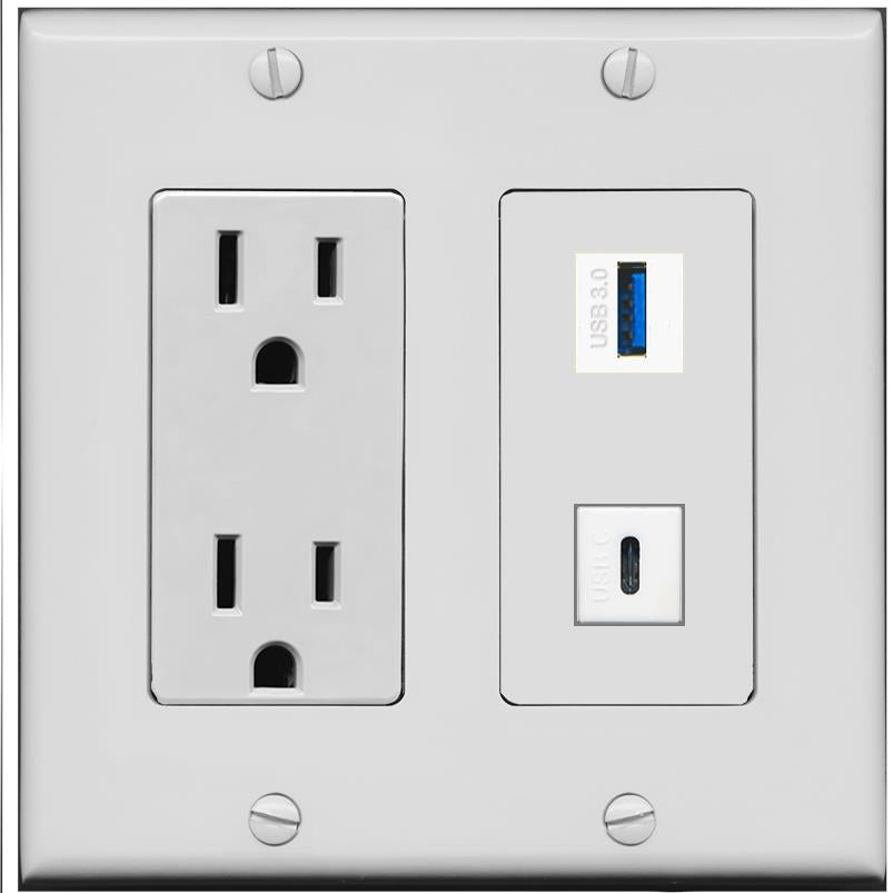 USB-3 USBC Wall Plate [Gray]