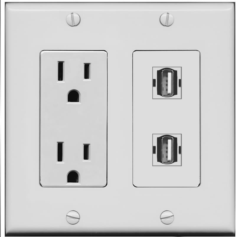 2 USB2 Wall Plate [Gray]