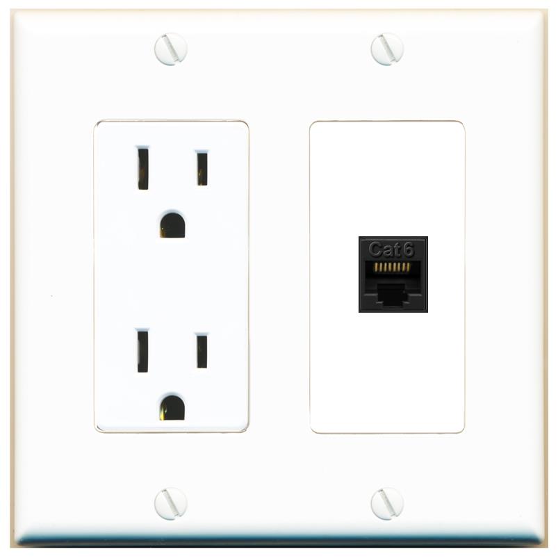 CAT6-BLACK Wall Plate [White]