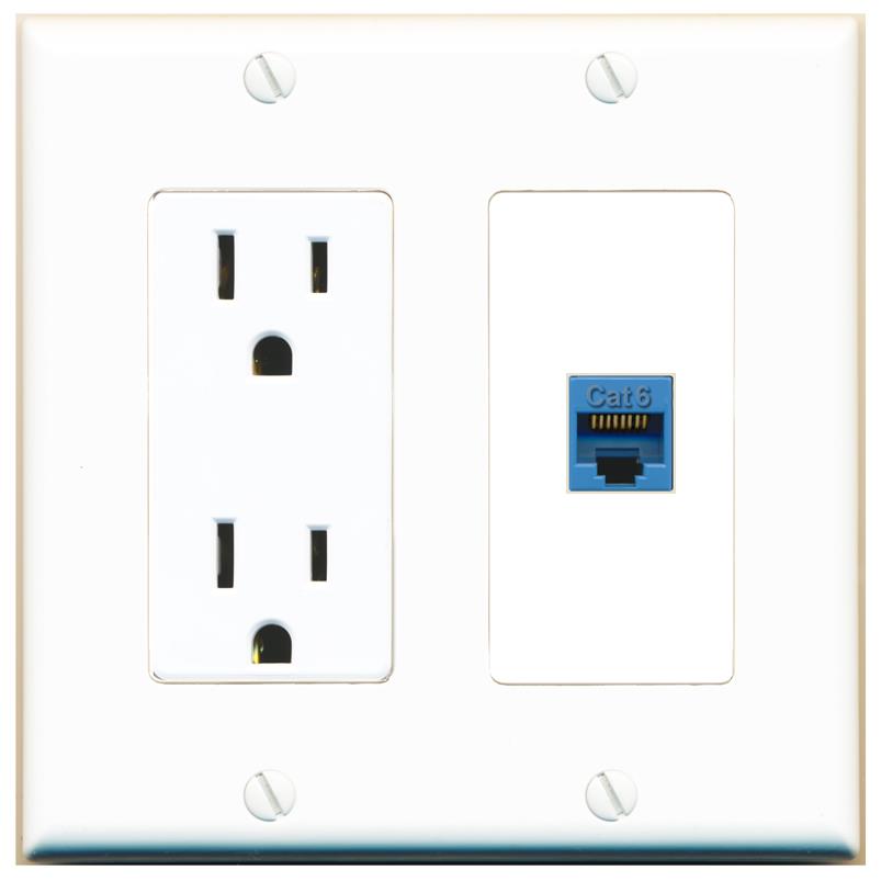 CAT6-BLUE Wall Plate [White]