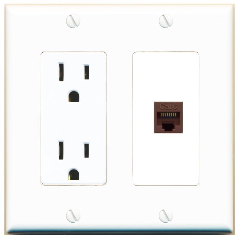 CAT6-BROWN Wall Plate [White]
