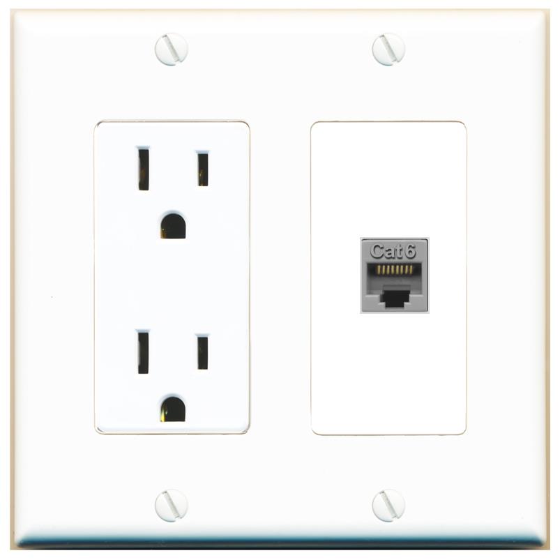 CAT6-GRAY Wall Plate [White]