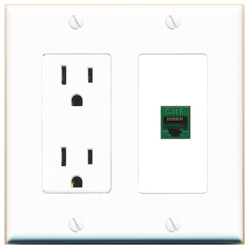 CAT6-GREEN Wall Plate [White]