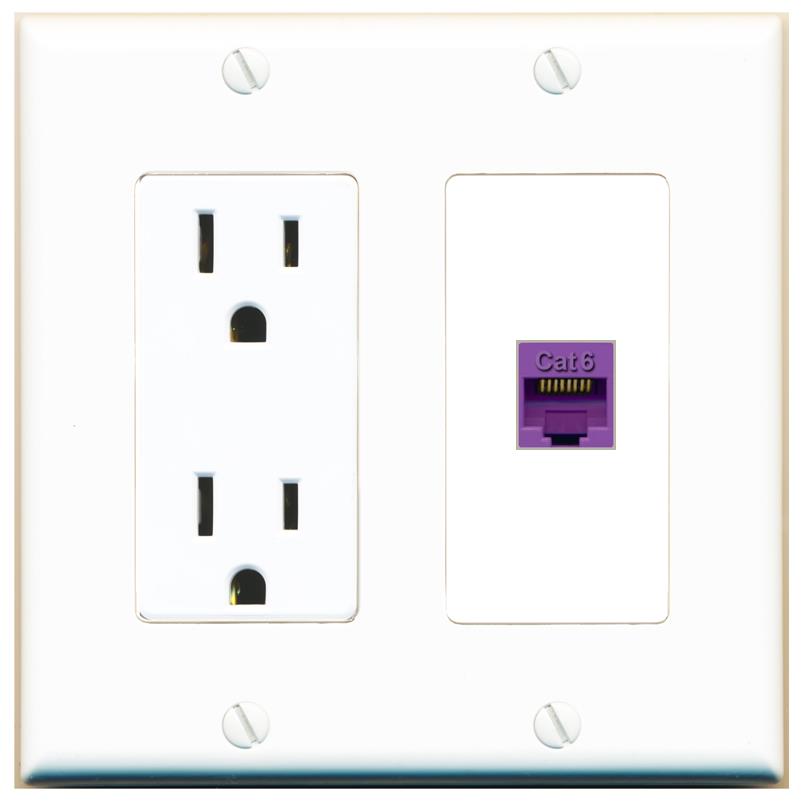 CAT6-PURPLE Wall Plate [White]