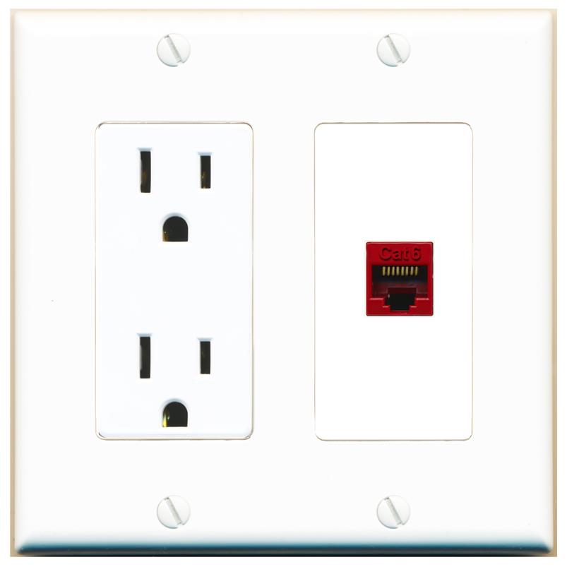 CAT6-RED Wall Plate [White]