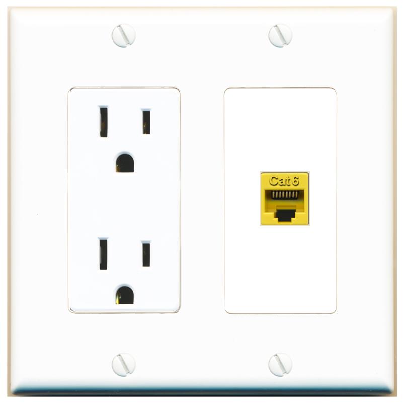 CAT6-YELLOW Wall Plate [White]