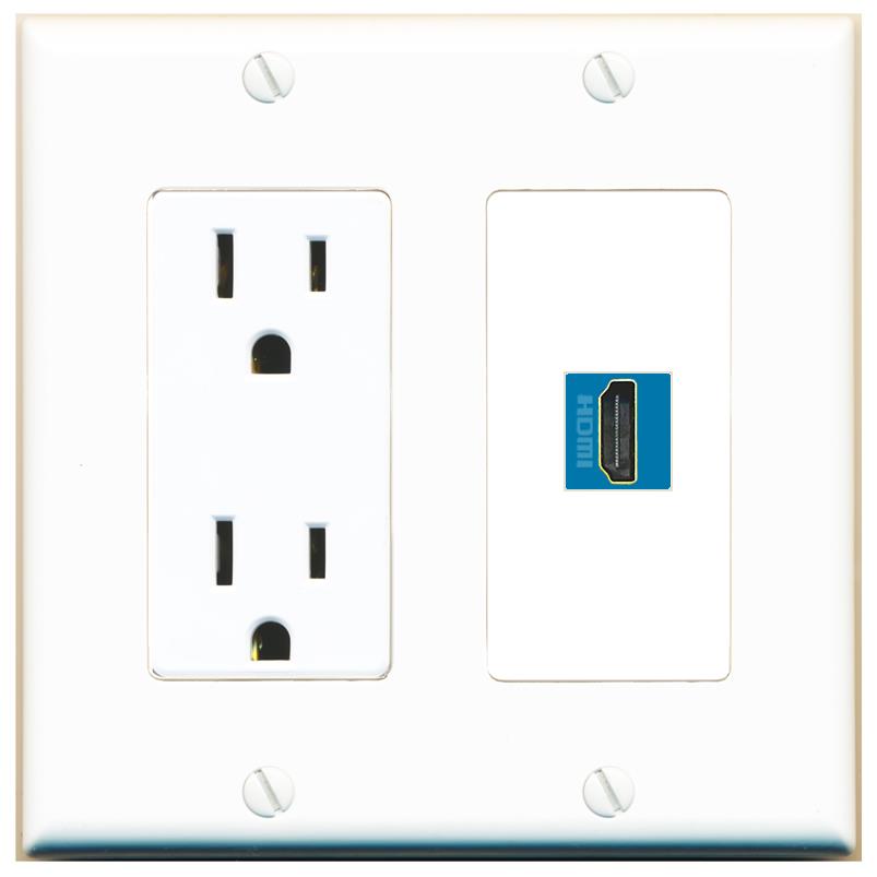 HDMI-BLUE Wall Plate [White]