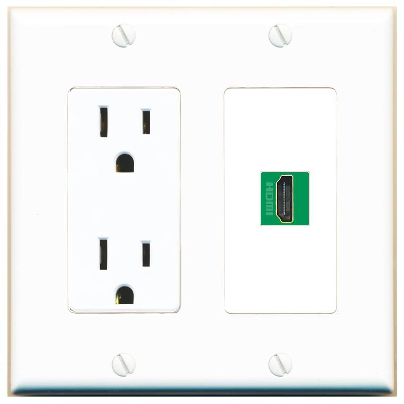 HDMI-GREEN Wall Plate [White]