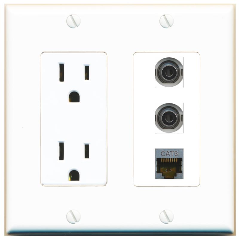 2 3.5mm 1 CAT6-SHIELDED Wall Plate [White]