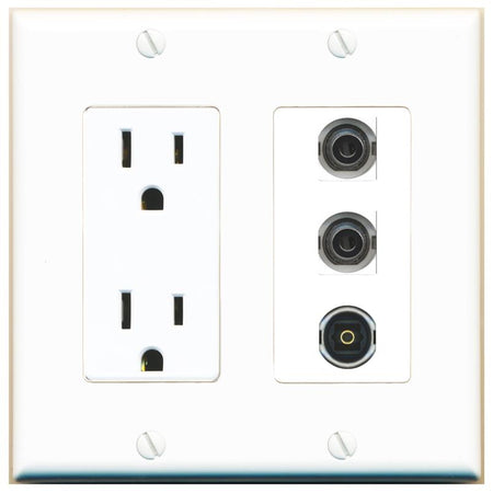 2 3.5mm 1 TOSLINK Wall Plate [White]