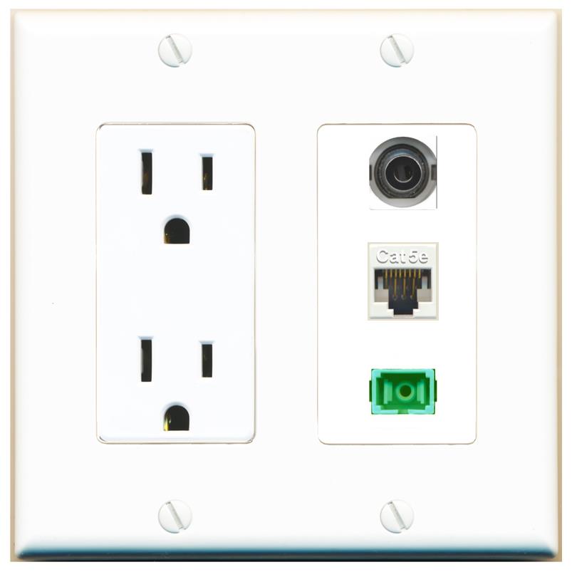 1 3.5mm 1 CAT5E 1 SC-APC-SX Wall Plate [White]