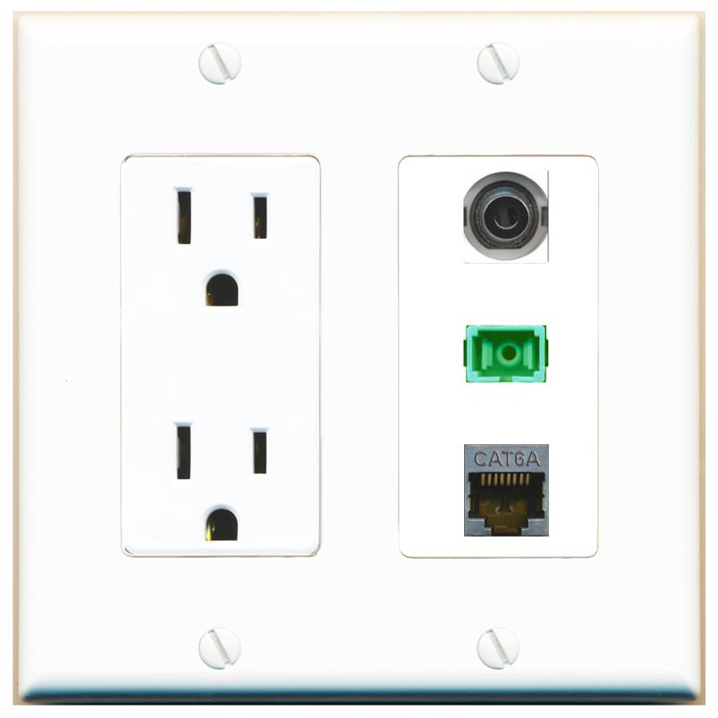 1 3.5mm 1 CAT6A 1 SC-APC-SX Wall Plate [White]