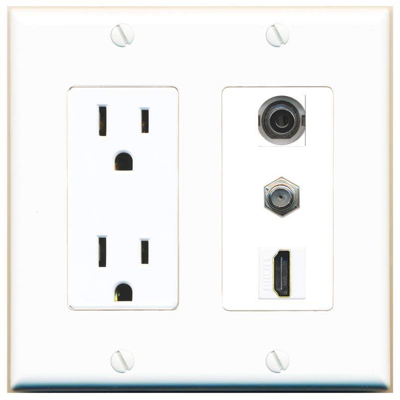 1 3.5mm 1 COAX 1 HDMI Wall Plate [White]