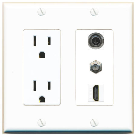 1 3.5mm 1 COAX 1 HDMI Wall Plate [White]