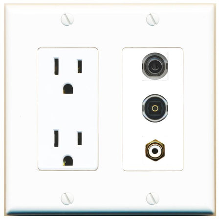 1 3.5mm 1 RCA-WHITE 1 TOSLINK Wall Plate [White]