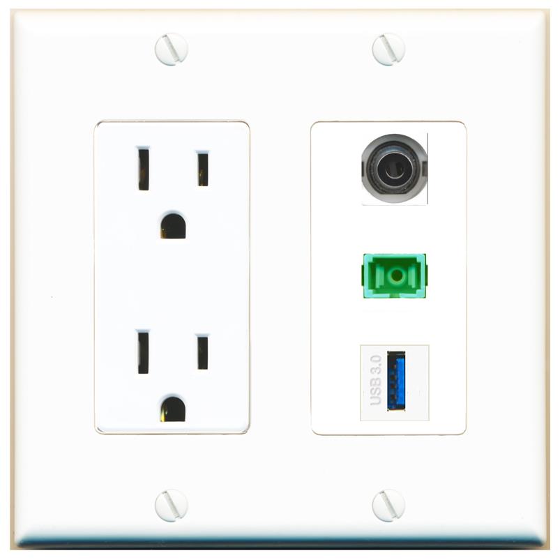 1 3.5mm 1 SC-APC-SX 1 USB-3 Wall Plate [White]