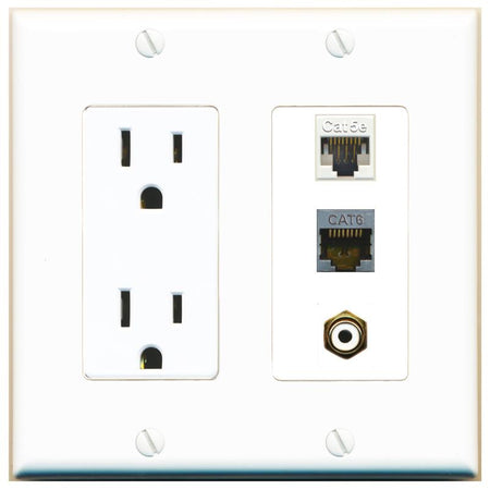 1 CAT5E 1 CAT6-SHIELDED 1 RCA-WHITE Wall Plate [White]