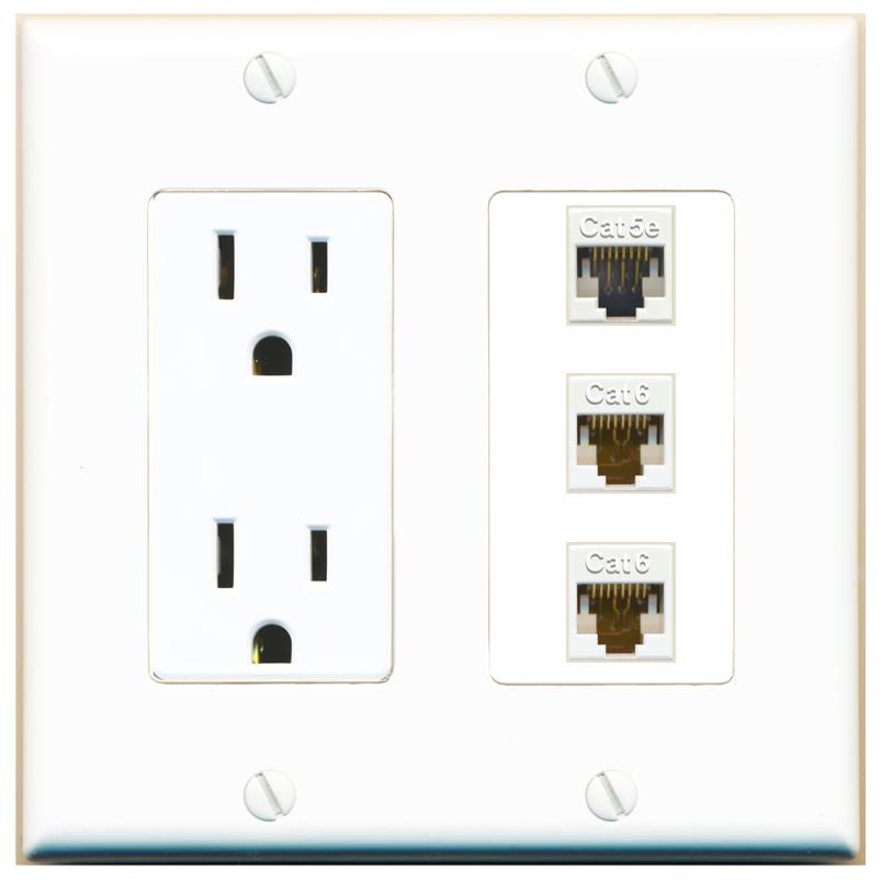 1 CAT5E 2 CAT6 Wall Plate [White]