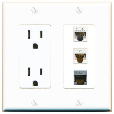 1 CAT5E 1 CAT6 1 CAT6-SHIELDED Wall Plate [White]