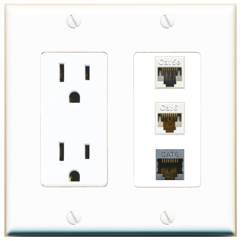 1 CAT5E 1 CAT6 1 CAT6-SHIELDED Wall Plate [White]