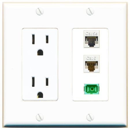 1 CAT5E 1 CAT6 1 SC-APC-SX Wall Plate [White]