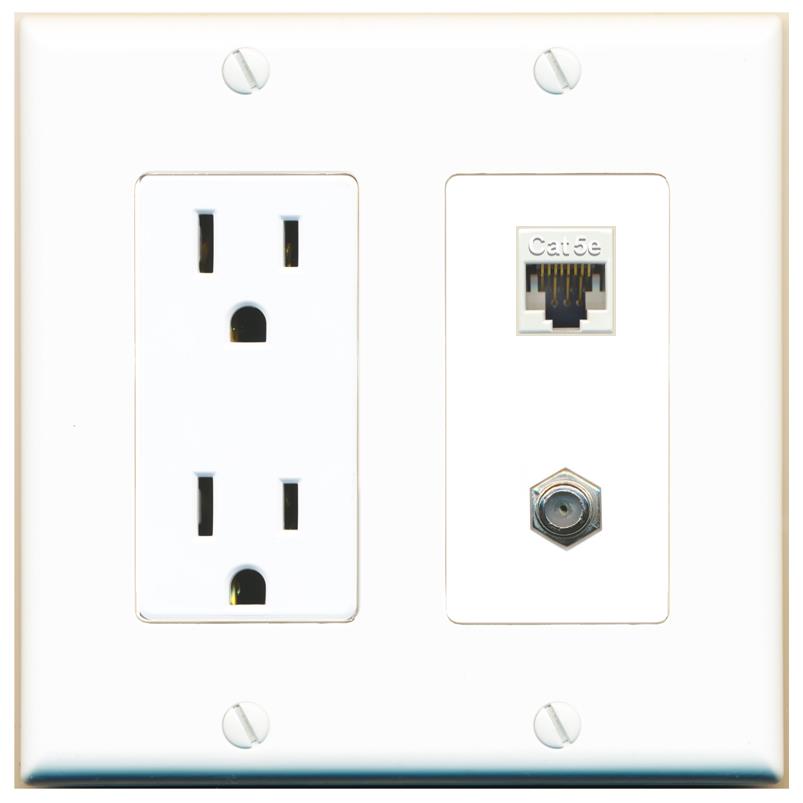 CAT5E COAX Wall Plate [White]