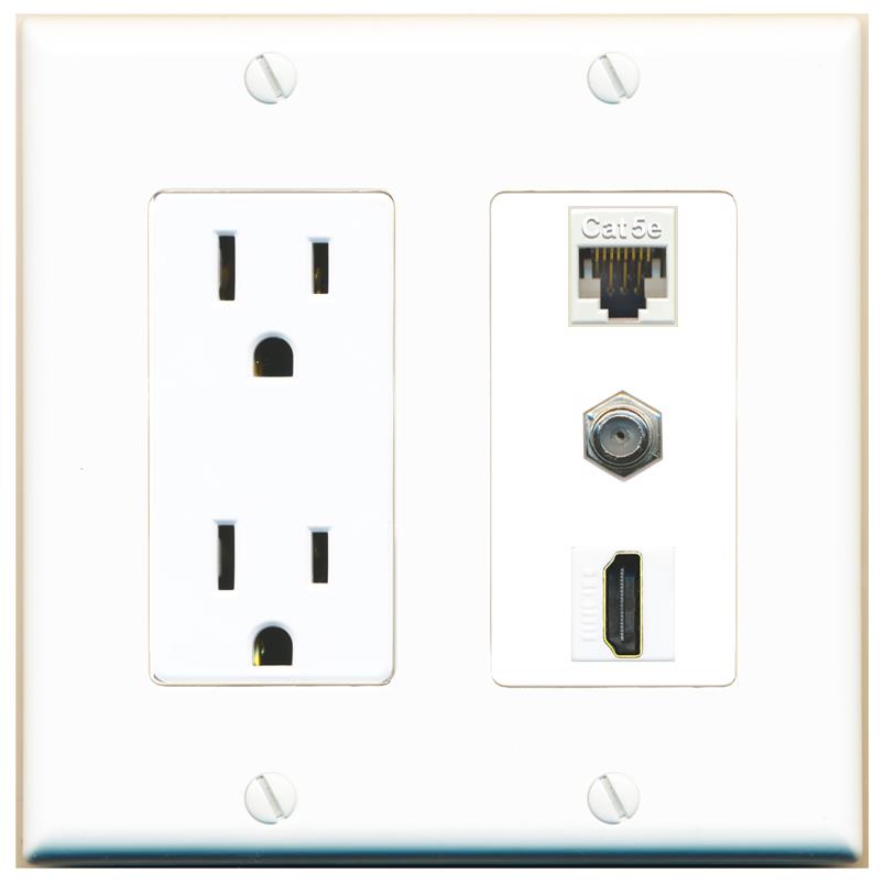 1 CAT5E 1 COAX 1 HDMI Wall Plate [White]