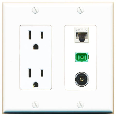 1 CAT5E 1 SC-APC-SX 1 TOSLINK Wall Plate [White]