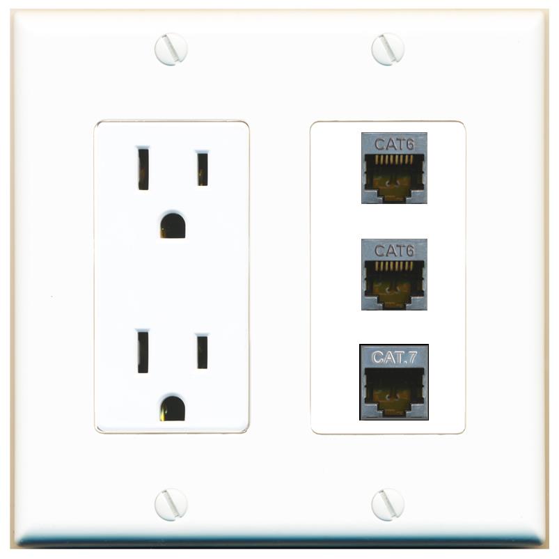 2 CAT6-SHIELDED 1 CAT7 Wall Plate [White]