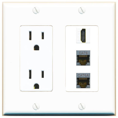 1 CAT6-SHIELDED 1 CAT6A 1 HDMI Wall Plate [White]