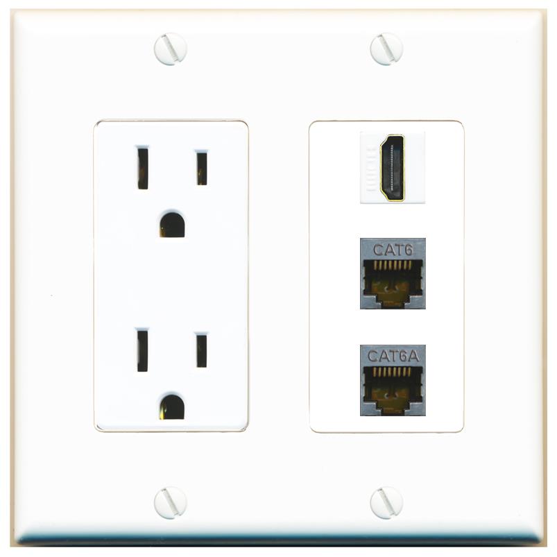 1 CAT6-SHIELDED 1 CAT6A 1 HDMI Wall Plate [White]